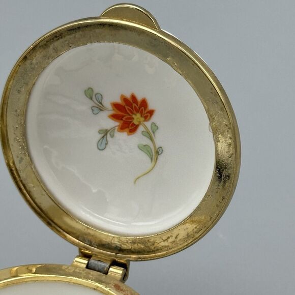Vtg Hammersley Round Floral Hinged Trinket Pill Box Fine Bone China England Glam - Picture 7 of 15